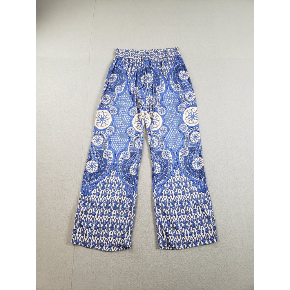 Rose & Thym Women Pants S Multicolor Detail Print Pull On Elastic Waist Casual